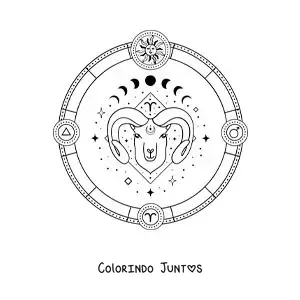 Desenho para colorir do signo do zodíaco de Áries com seu símbolo