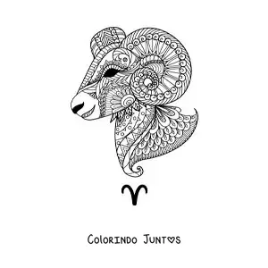 Desenho para colorir de mandala do signo de Áries