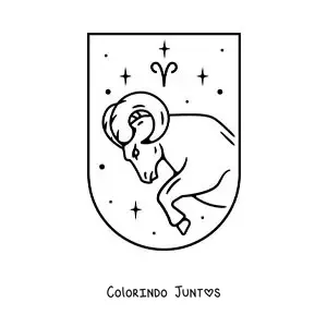 Desenho para colorir de carneiro do signo de Áries com o símbolo do carneiro