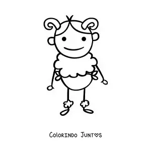 Desenho para colorir de caricatura de um personagem do signo de Áries