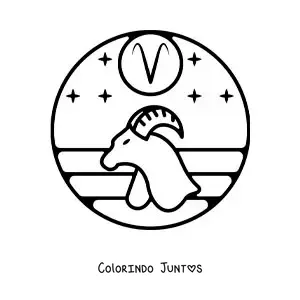 Desenho para colorir de carneiro do signo de Áries com seu símbolo
