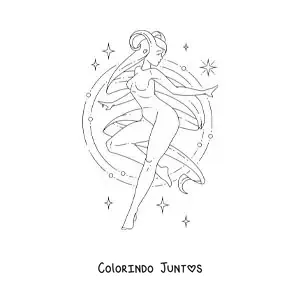 Desenho para colorir de menina do signo de Áries