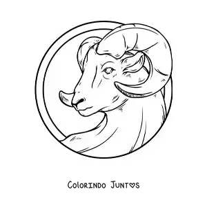 Desenho para colorir do carneiro do signo de Áries realista e grande