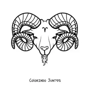 Desenho para colorir de carneiro de Áries fácil com o símbolo do carneiro