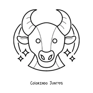 Desenho para colorir de cabeça de touro do signo do zodíaco de Touro