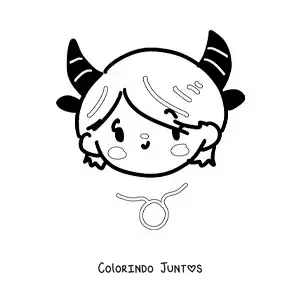 Desenho para colorir de menina do signo de Touro kawaii