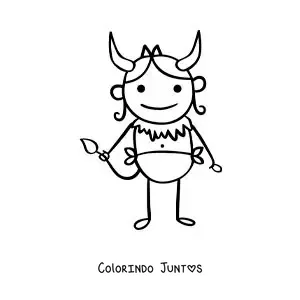 Desenho para colorir de caricatura de um personagem do signo de Touro