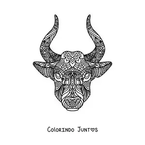 Desenho para colorir de mandala do touro do signo do zodíaco de Touro
