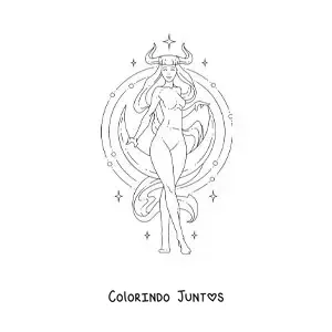 Desenho para colorir de menina do signo de Touro