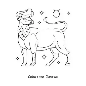 Desenho para colorir do touro do signo de Touro e seu símbolo