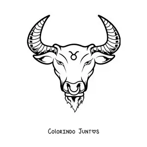 Desenho para colorir do touro do signo de Touro realista e seu símbolo