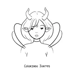 Desenho para colorir de menina do signo de Touro animada de fantasia
