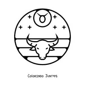 Desenho para colorir de touro de Touro com o símbolo do signo