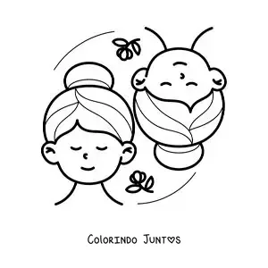 Desenho para colorir de meninas do signo de Gêmeos animadas com flores