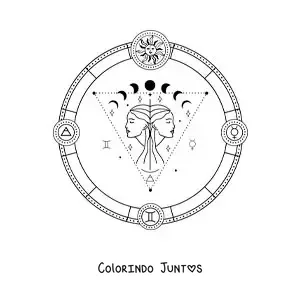 Desenho para colorir de símbolos do signo do zodíaco de Gêmeos