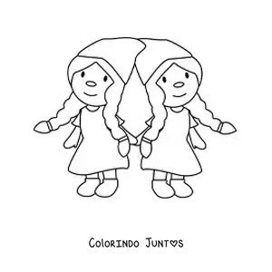 Desenho para colorir de gnomos animados do signo de Gêmeos