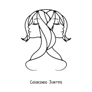 Desenho para colorir de rosto das gêmeas de Gêmeos