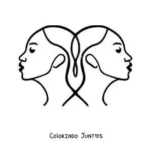 Desenho para colorir do signo de Gêmeos fácil