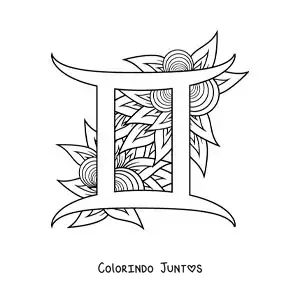 Desenho para colorir de símbolo do signo de Gêmeos grande