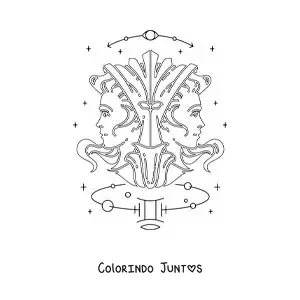 Desenho para colorir dos gêmeos de Gêmeos com seu signo