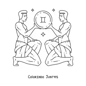 Desenho para colorir dos gêmeos de Gêmeos animados com seu símbolo