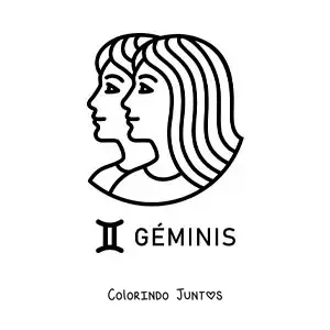 Desenho para colorir do rosto de duas meninas do signo de Gêmeos fácil