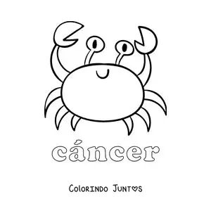 Desenho para colorir de caranguejo do signo de Câncer animado