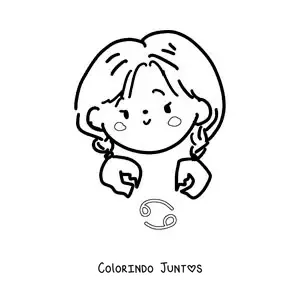 Desenho para colorir de menina do signo de Câncer kawaii