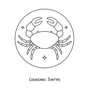 Desenho para colorir de caranguejo do signo de Câncer fácil