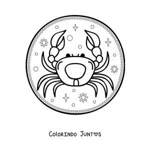Desenho para colorir de caranguejo do signo de Câncer fácil com estrelas