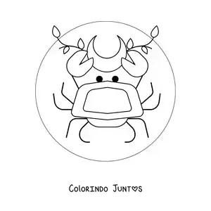 Desenho para colorir de caranguejo do signo de Câncer com uma lua