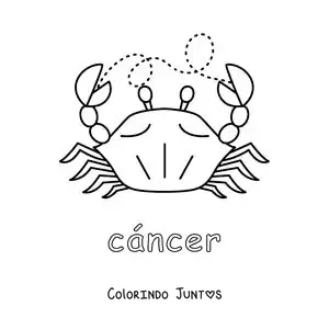 Desenho para colorir de caranguejo com o nome do signo de Câncer