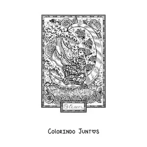 Desenho para colorir de carta do signo de Câncer