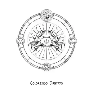 Desenho para colorir de símbolos do signo do zodíaco Câncer