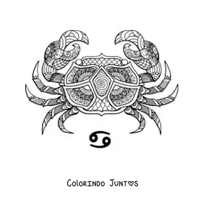 Desenho para colorir de mandala do signo de Câncer