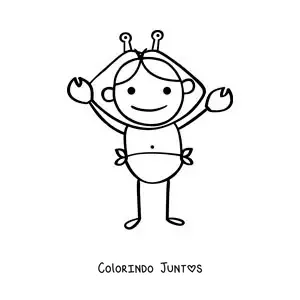 Desenho para colorir de caricatura de um personagem do signo de Câncer