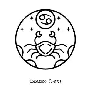 Desenho para colorir de caranguejo do signo de Câncer com seu símbolo fácil