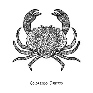 Desenho para colorir de mandala de um caranguejo do signo do zodíaco Câncer