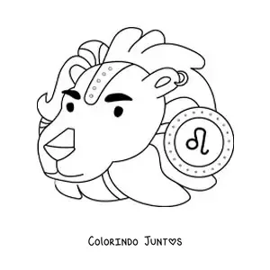 Desenho para colorir do signo de Leão animado com seu símbolo