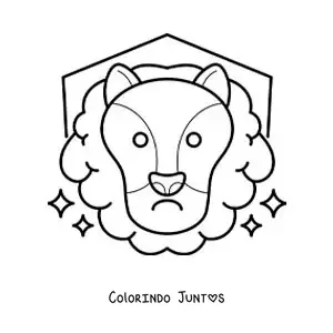 Desenho para colorir de signo do zodíaco Leão animado fácil