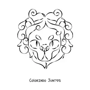 Desenho para colorir de cabeça do leão do signo de Leão animado