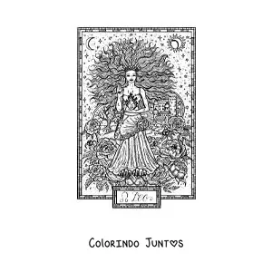Desenho para colorir de carta do signo de Leão