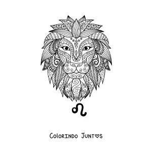 Desenho para colorir de mandala do leão do signo de Leão