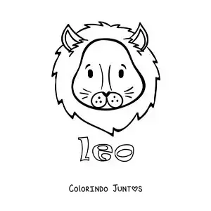 Desenho para colorir do leão de Leão animado com o nome do signo