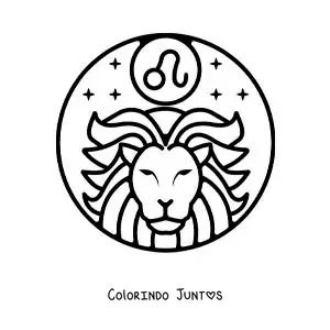 Desenho para colorir do leão de Leão fácil com o símbolo do signo do zodíaco