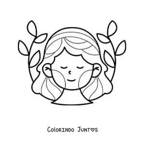 Desenho para colorir de mulher do signo de Virgem animada com plantas