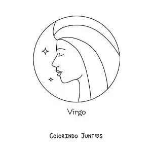 Desenho para colorir de mulher de Virgem com o nome do signo