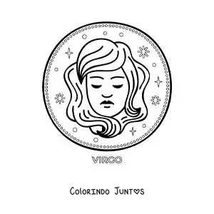 Desenho para colorir do signo do zodíaco Virgem com estrelas