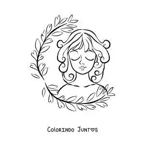Desenho para colorir do signo do zodíaco Virgem com plantas