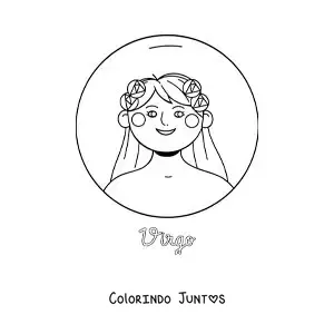 Desenho para colorir do signo do zodíaco Virgem com seu nome